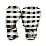 Beige And Black Buffalo Check Print Boxing Gloves