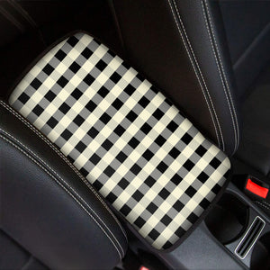 Beige And Black Buffalo Check Print Car Center Console Cover