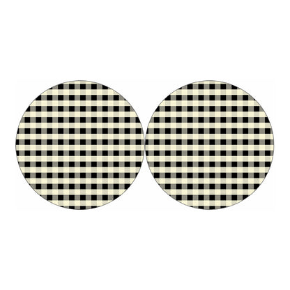 Beige And Black Buffalo Check Print Car Coasters