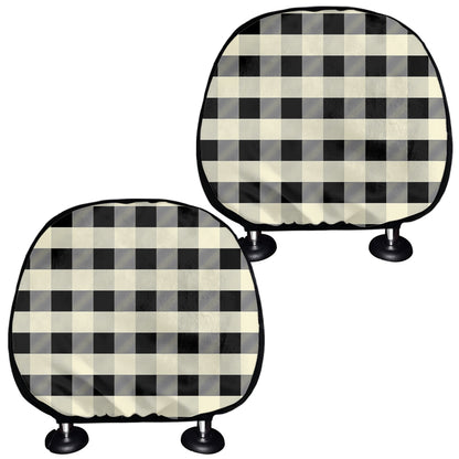 Beige And Black Buffalo Check Print Car Headrest Covers