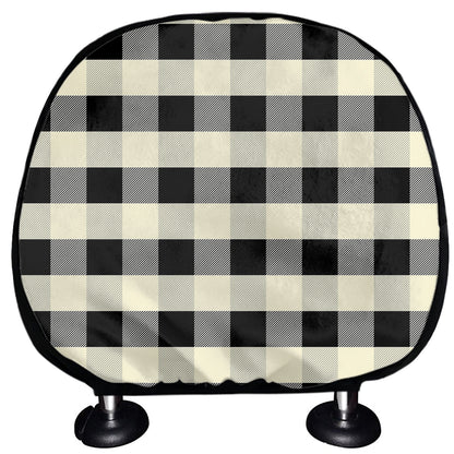 Beige And Black Buffalo Check Print Car Headrest Covers