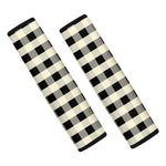 Beige And Black Buffalo Check Print Car Seat Belt Covers