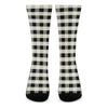 Beige And Black Buffalo Check Print Crew Socks