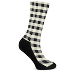 Beige And Black Buffalo Check Print Crew Socks