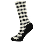 Beige And Black Buffalo Check Print Crew Socks