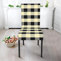 Beige And Black Buffalo Check Print Dining Chair Slipcover
