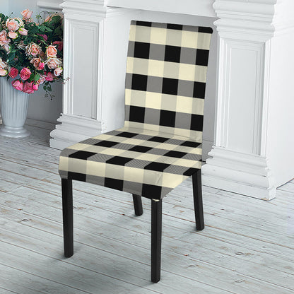 Beige And Black Buffalo Check Print Dining Chair Slipcover