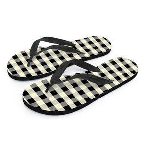 Beige And Black Buffalo Check Print Flip Flops