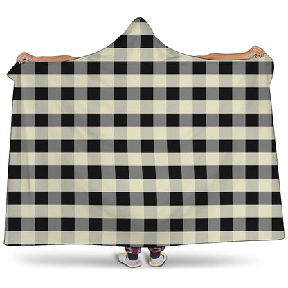 Beige And Black Buffalo Check Print Hooded Blanket