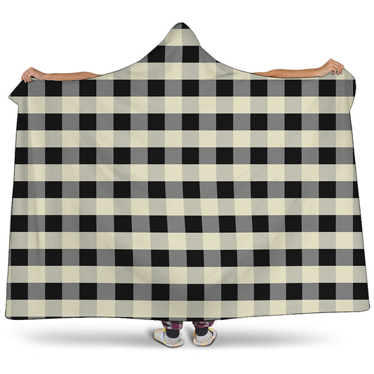 Beige And Black Buffalo Check Print Hooded Blanket