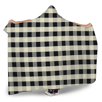 Beige And Black Buffalo Check Print Hooded Blanket