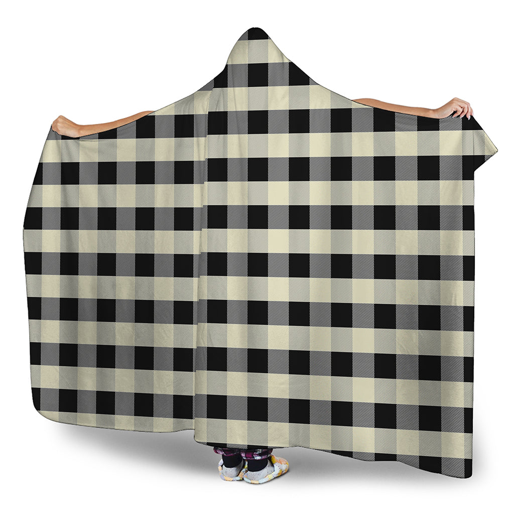 Beige And Black Buffalo Check Print Hooded Blanket