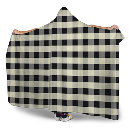 Beige And Black Buffalo Check Print Hooded Blanket