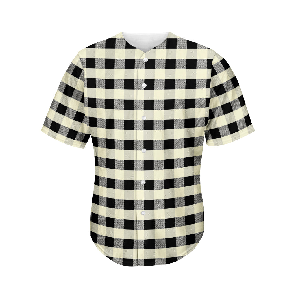 Beige And Black Buffalo Check Print Men's Baseball Jersey