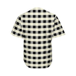 Beige And Black Buffalo Check Print Men's Baseball Jersey