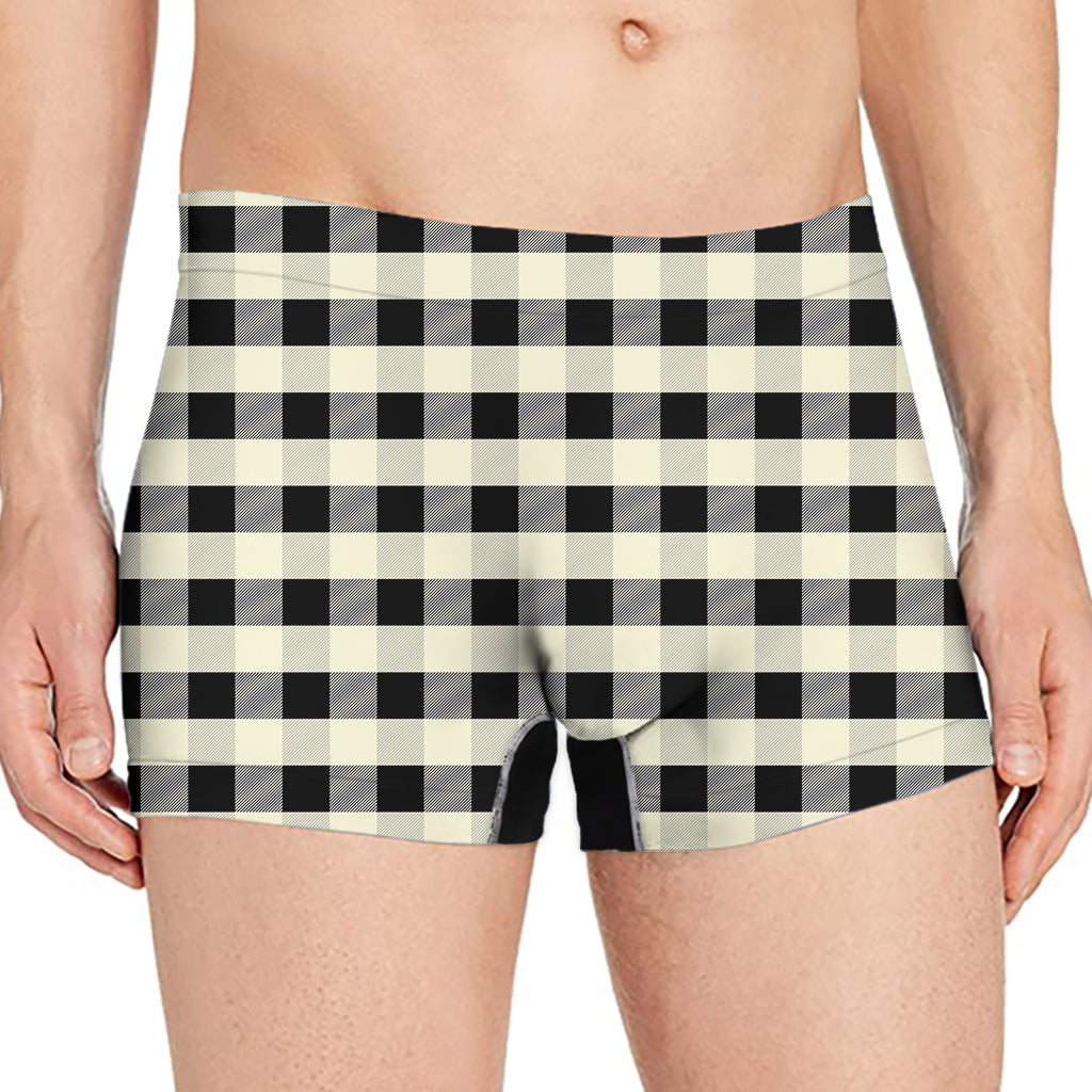 Beige And Black Buffalo Check Print Men's Boxer Briefs