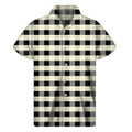 Beige And Black Buffalo Check Print Men's Short Sleeve Shirt