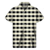 Beige And Black Buffalo Check Print Men's Short Sleeve Shirt