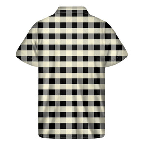 Beige And Black Buffalo Check Print Men's Short Sleeve Shirt