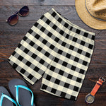 Beige And Black Buffalo Check Print Men's Shorts