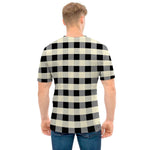 Beige And Black Buffalo Check Print Men's T-Shirt