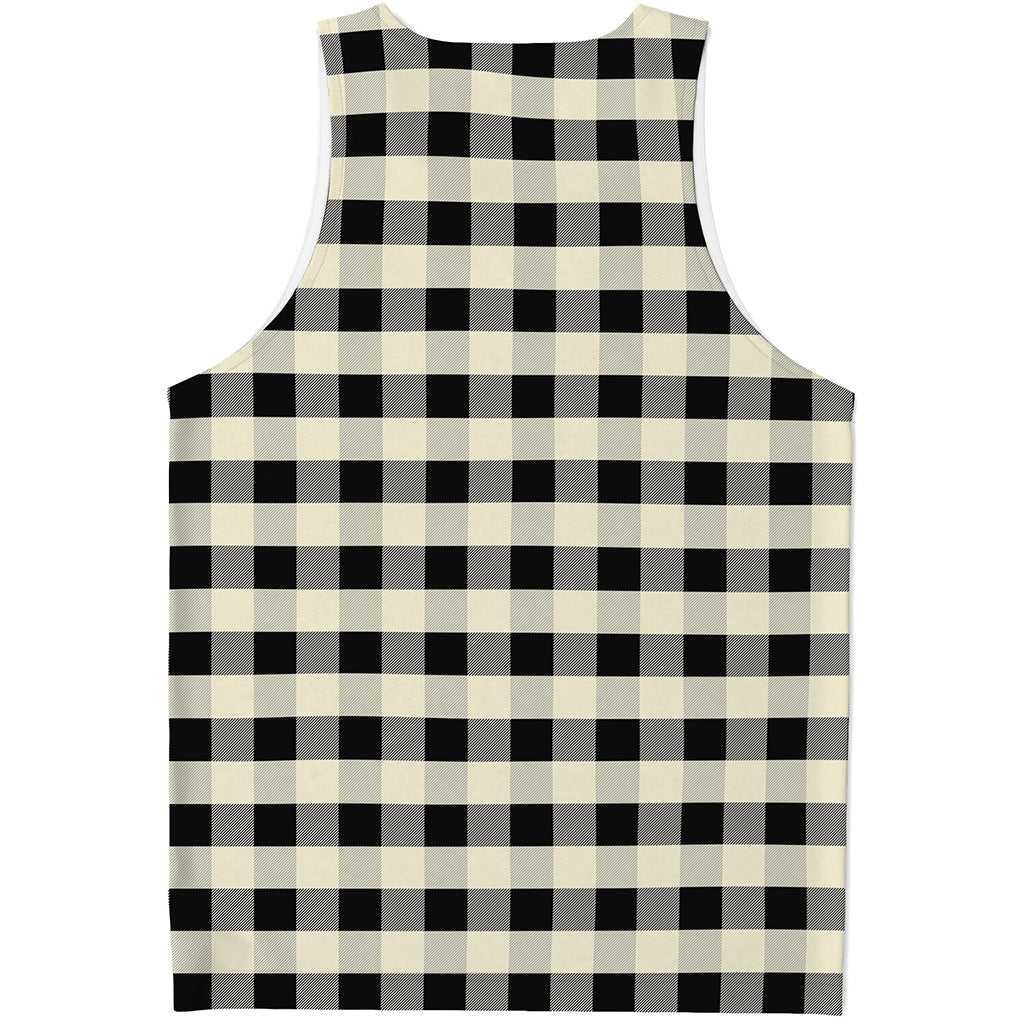 Beige And Black Buffalo Check Print Men's Tank Top