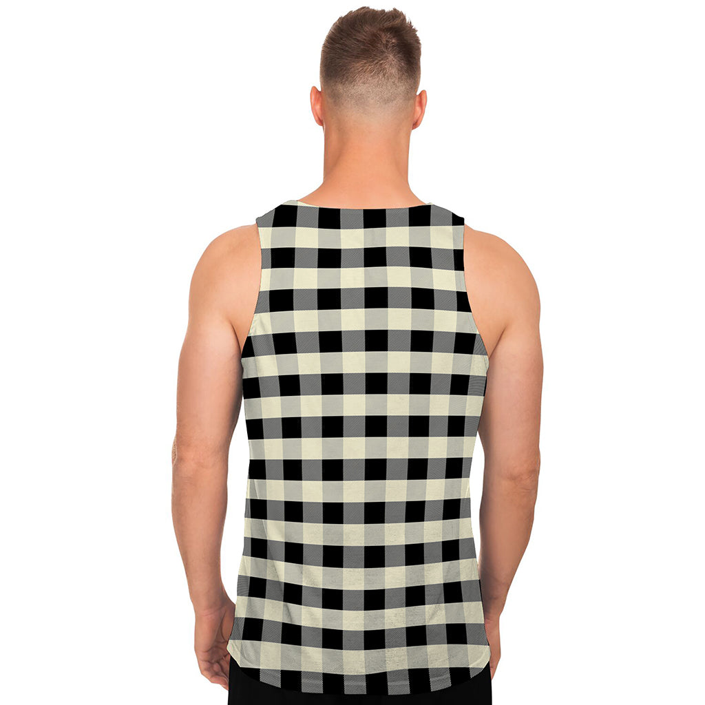 Beige And Black Buffalo Check Print Men's Tank Top