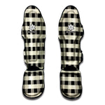 Beige And Black Buffalo Check Print Muay Thai Shin Guard