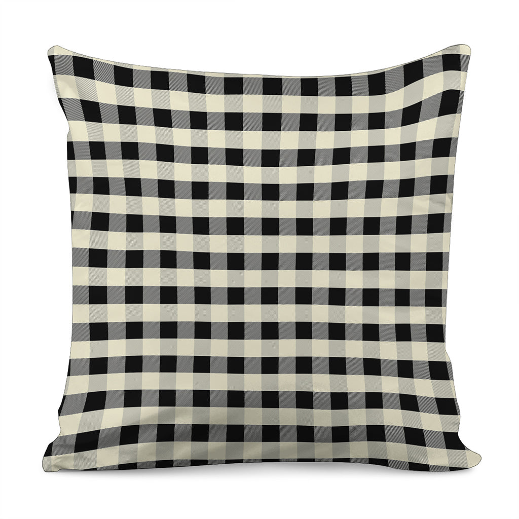 Beige And Black Buffalo Check Print Pillow Cover