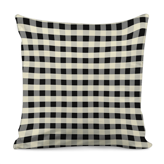 Beige And Black Buffalo Check Print Pillow Cover