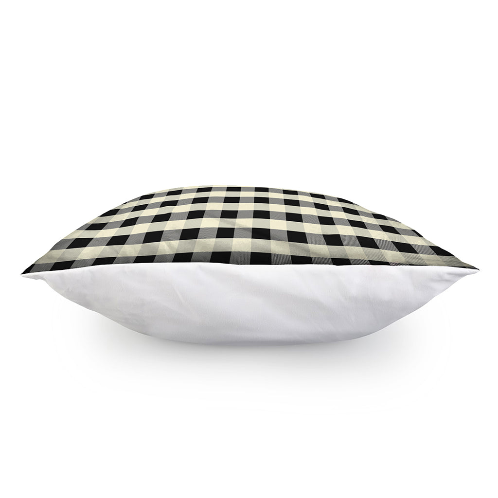 Beige And Black Buffalo Check Print Pillow Cover