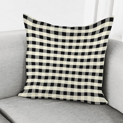 Beige And Black Buffalo Check Print Pillow Cover