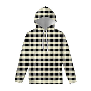 Beige And Black Buffalo Check Print Pullover Hoodie