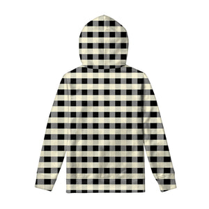 Beige And Black Buffalo Check Print Pullover Hoodie