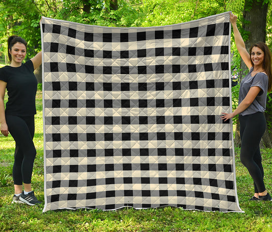 Beige And Black Buffalo Check Print Quilt