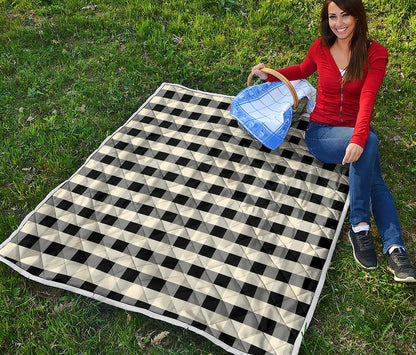 Beige And Black Buffalo Check Print Quilt