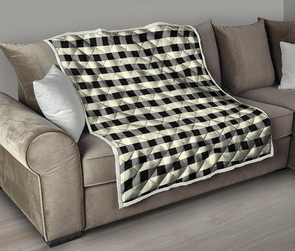 Beige And Black Buffalo Check Print Quilt