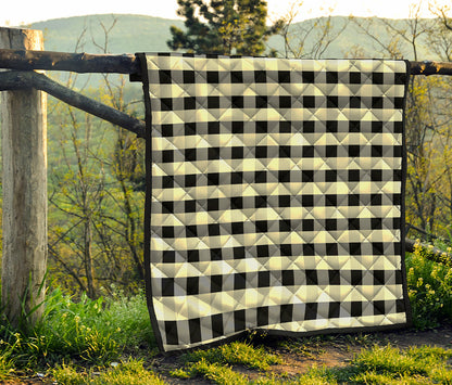 Beige And Black Buffalo Check Print Quilt
