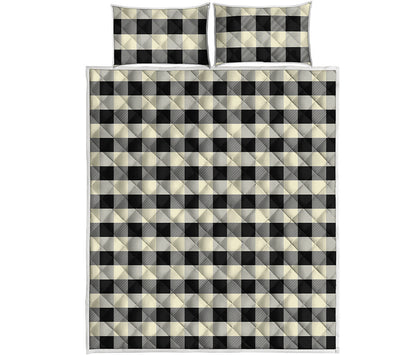Beige And Black Buffalo Check Print Quilt Bed Set