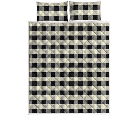 Beige And Black Buffalo Check Print Quilt Bed Set