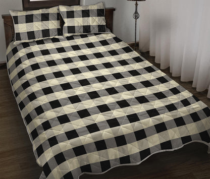 Beige And Black Buffalo Check Print Quilt Bed Set