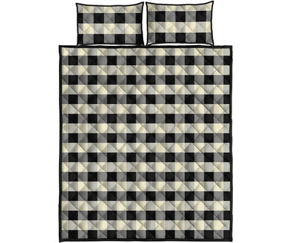Beige And Black Buffalo Check Print Quilt Bed Set