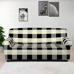 Beige And Black Buffalo Check Print Sofa Cover