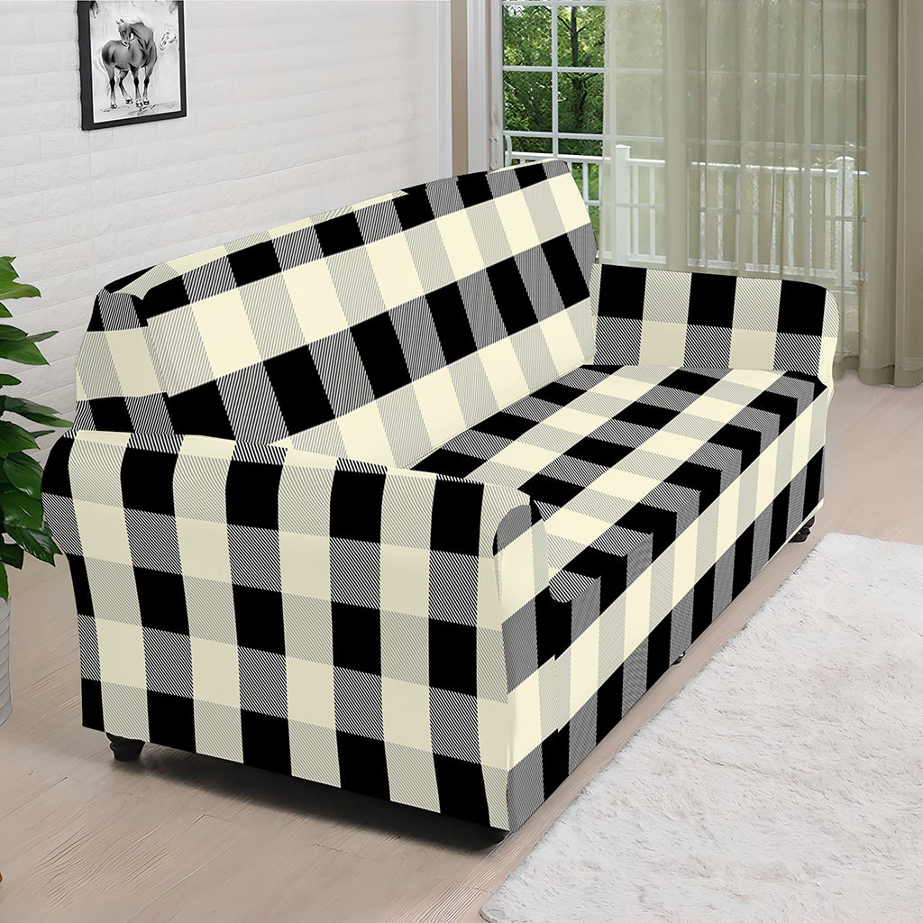 Beige And Black Buffalo Check Print Sofa Cover