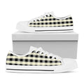 Beige And Black Buffalo Check Print White Low Top Sneakers