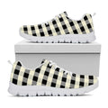 Beige And Black Buffalo Check Print White Running Shoes