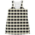 Beige And Black Buffalo Check Print Women's Racerback Tank Top