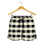 Beige And Black Buffalo Check Print Women's Shorts