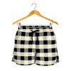 Beige And Black Buffalo Check Print Women's Shorts