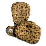 Beige And Black Orthodox Pattern Print Boxing Gloves
